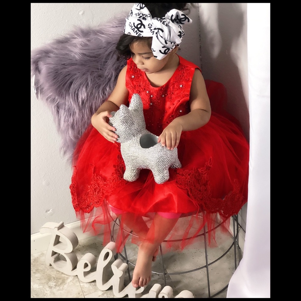 Red princess ruffle girl dresss - Picture 5 of 8